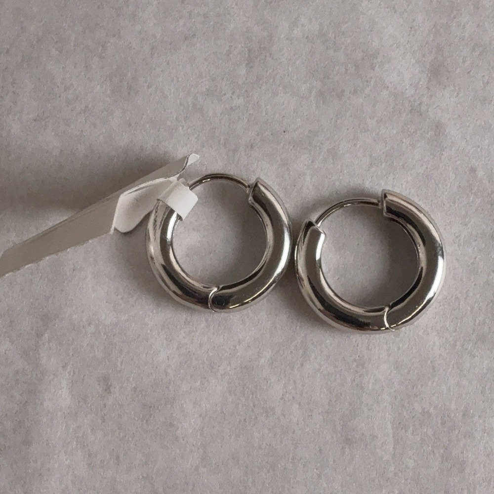 Sterling Silver Hoop Earrings Continuous Hoop Huggie Style 1 In Round Womens